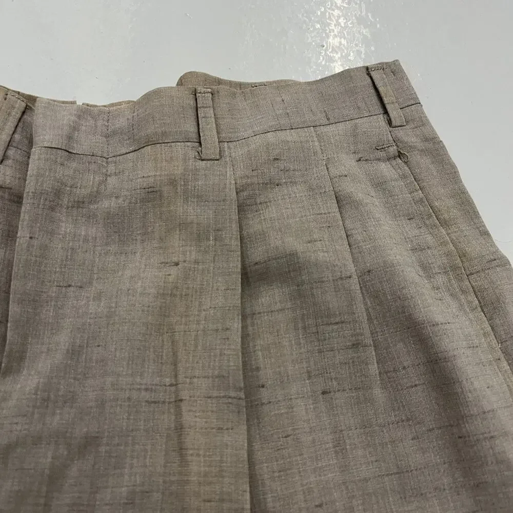 Vintage 50s Kahn Grey Fleck Wide Leg Pleated Trousers 34x29